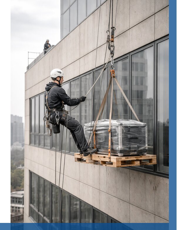 Спуск груза по фасаду в Первоуральске от 3603 р. | ВЫСОТНИК-Прв