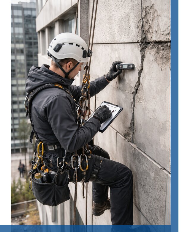 Обследование фасада альпинистами в Первоуральске от 124 р. | ВЫСОТНИК-Прв