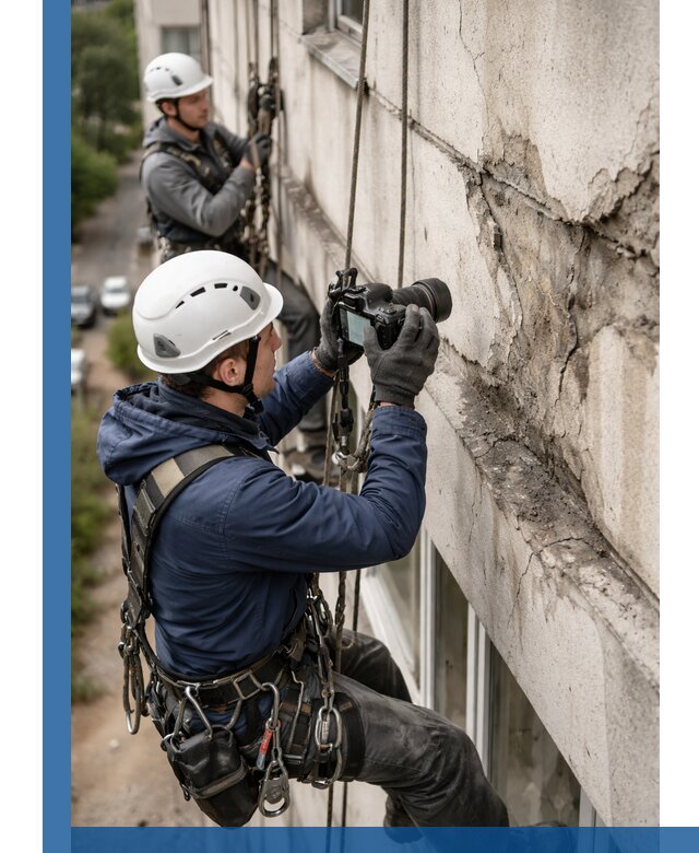 Фотофиксация дефектов фасада с высотной съемкой в Первоуральске