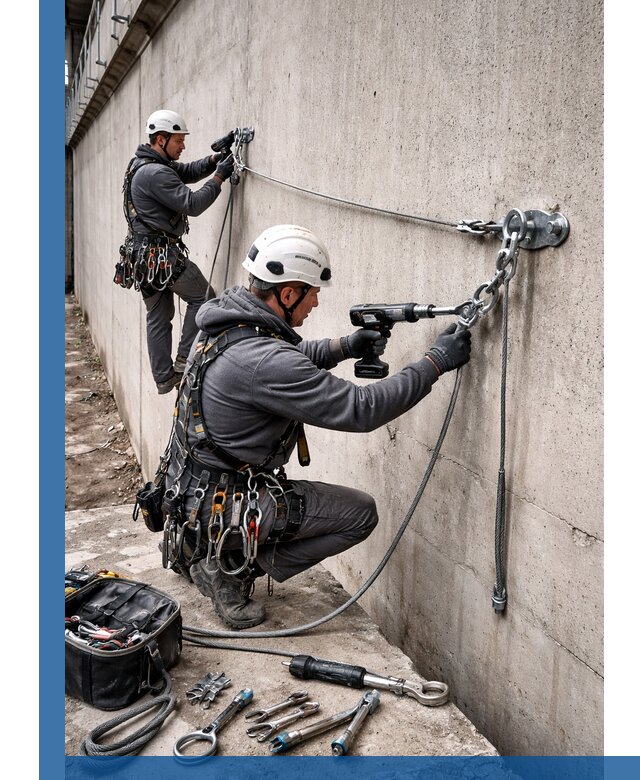 Монтаж анкерных линий высотной безопасности в Первоуральске