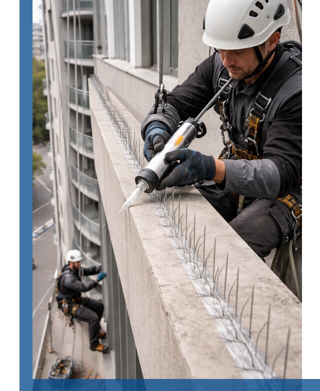 Установка шипов от птиц на фасадах и кровлях в Первоуральске